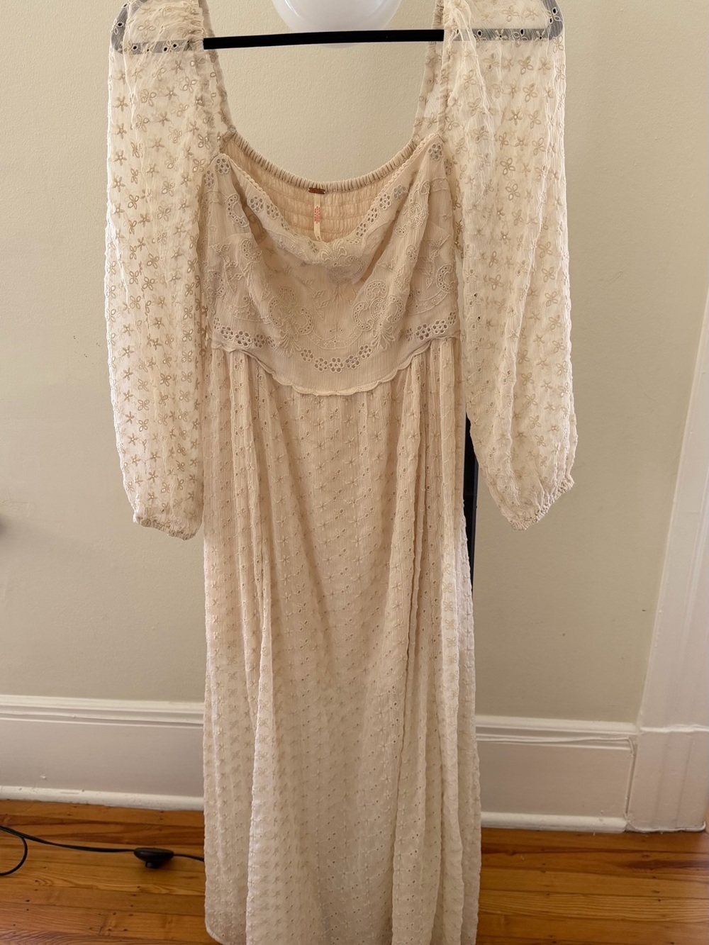 Free People Ivory Eyelet Lace Maxi Dress